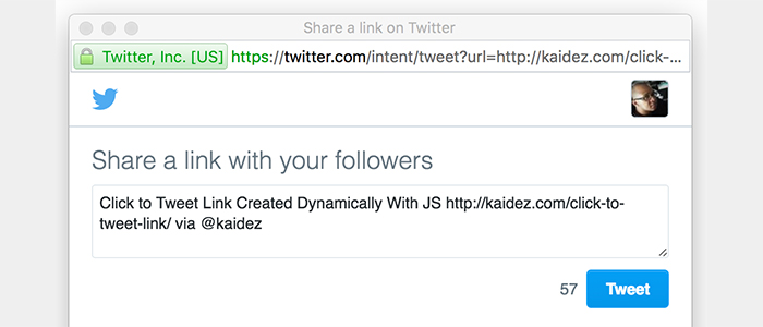 image for the 'Click to Tweet Link Created Dynamically With JS' post